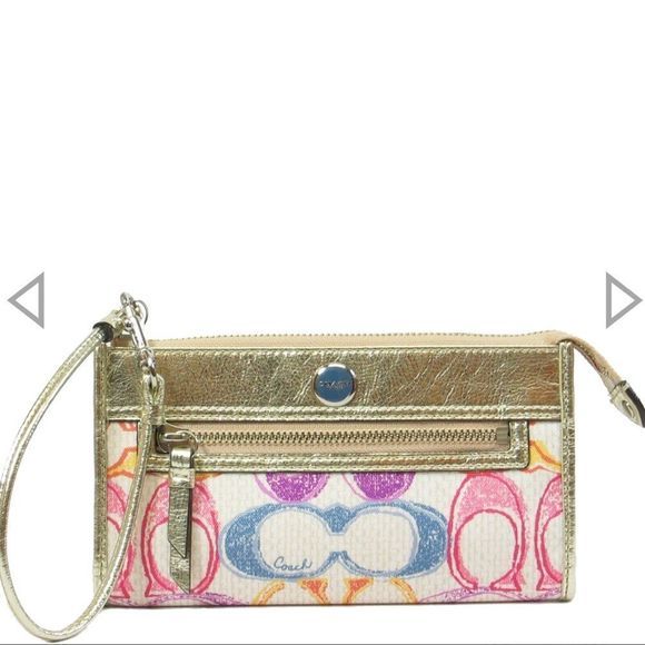 COACH Poppy Dream C Zippy Wallet ‎ Rainbow Wristlet - Picture 1 of 5